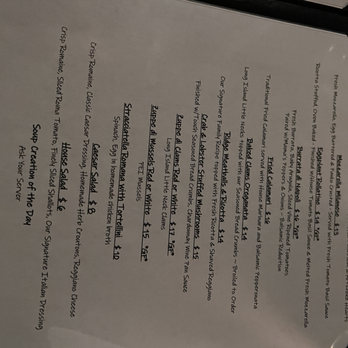 The Ridge - a menu for a restaurant - Italian Near Me - Hawley, Pennsylvania