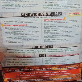Anchor Bar - Menu - Chicken Wings Near Me - Niagara Falls, New York