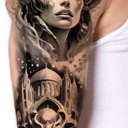Aloha Tattoo Waikiki - Hilton Hawaiian Village, Rainbow Bazaar - Black - gray - Medusa - Arm - Sleeve - Tattoo - Hilton Hawaiian - Village - Waikiki - Tattoo - shop - Aloha - Tattoo - Waikiki