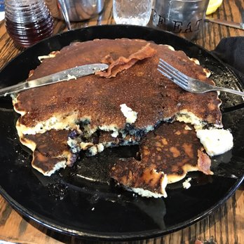 The Buff Restaurant - Blueberry pancakes. Burnt and tasted like they came from a box (we actually both reached that conclusion separately) - Breakfast & Brunch Near Me - Boulder, Colorado