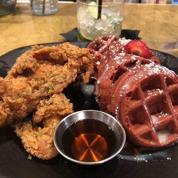 Taste Bar + Kitchen - Cajun chicken and red velvet waffle - Cocktail Bars Near Me - Houston, Texas Taste Bar + Kitchen - Cajun chicken and red velvet waffle - Cocktail Bars Near Me - Houston, Texas