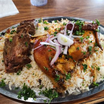 Ya hala Mediterranean Café - Mandi combo of chicken & beef. Absolutely delicious! - Mediterranean Near Me - Fort Wayne, Indiana Ya hala Mediterranean Café - Mandi combo of chicken & beef. Absolutely delicious! - Mediterranean Near Me - Fort Wayne, Indiana
