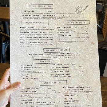 OMELI Kitchen - Menu 2/2 as of 9/26/23 - Vietnamese Near Me - Fullerton, California