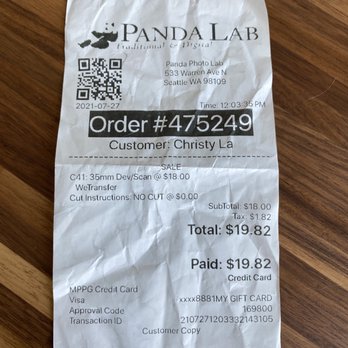 Panda Lab - Price for developing 1 roll of 35mm C41 film July 2021 - Photography Stores & Services Near Me - Seattle, Washington Panda Lab - Price for developing 1 roll of 35mm C41 film July 2021 - Photography Stores & Services Near Me - Seattle, Washington