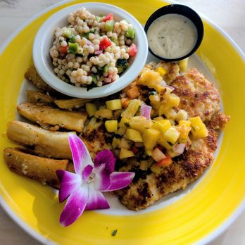 Guanabanas - Macadamia Coconut Fresh Catch Fried Yuca & Garlic Couscous Salad - Seafood Near Me - Jupiter, Florida