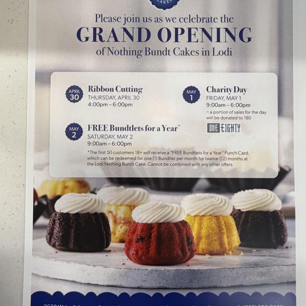 Nothing Bundt Cakes - Grand opening flyer - Bakeries Near Me - Lodi, California Nothing Bundt Cakes - Grand opening flyer - Bakeries Near Me - Lodi, California