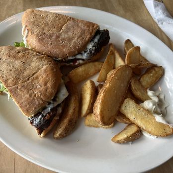Cafe Beaudelaire - Veggie Burger with fries and mayonnaise. - Brazilian Near Me - Ames, Iowa
