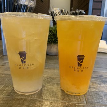 NI HAO TEA - Lemon green tea with crystal boba and mango green tea with mango jelly (aka mango mango) - Coffee & Tea Near Me - Tucson, Arizona
