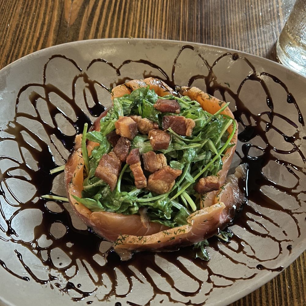 Briquette - House cured smoked salmon salad - Seafood Near Me - New Orleans, Louisiana Briquette - House cured smoked salmon salad - Seafood Near Me - New Orleans, Louisiana