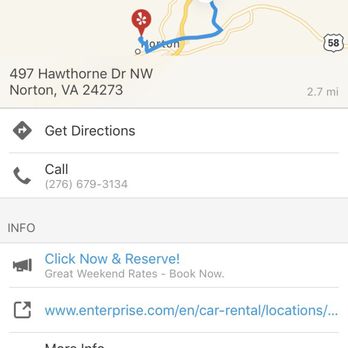 Enterprise Rent-A-Car - This shows how off the map is because I'm parked at Enterprise right now so please fix your location on Yelp. - Car Rental Near Me - Norton, Virginia Enterprise Rent-A-Car - This shows how off the map is because I'm parked at Enterprise right now so please fix your location on Yelp. - Car Rental Near Me - Norton, Virginia
