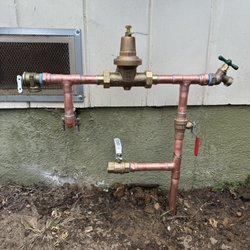 Conover Plumbing & Mechanical - New domestic water service assembly installation after excessive water pressure caused a pipe to burst inside the home.