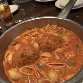 Francesco's Hole In the Wall - Veal meatball and shell pasta in a light tomato sauce - Italian Near Me - Northbrook, Illinois Francesco's Hole In the Wall - Veal meatball and shell pasta in a light tomato sauce - Italian Near Me - Northbrook, Illinois