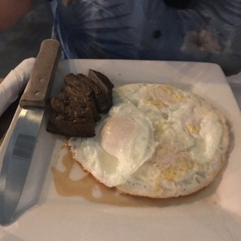Pacific House - Steak & Eggs.  We substituted eggs for toast and potatoes to be Keto friendly.  At least the eggs were edible - Sports Bars Near Me - Vancouver, Washington