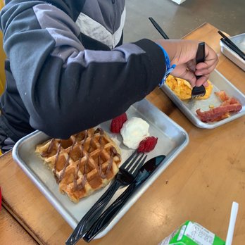 Waffle Love - Kids Waffle and a Nutella Side of eggs for $3.50 (too much seasoning) and bacon ($3.50) The bacon was scrawny and for $3.50 - Waffles Near Me - Round Rock, Texas Waffle Love - Kids Waffle and a Nutella Side of eggs for $3.50 (too much seasoning) and bacon ($3.50) The bacon was scrawny and for $3.50 - Waffles Near Me - Round Rock, Texas