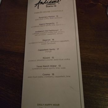 Andiamo! - Menu. Oct 2025 - Italian Near Me - Santa Fe, New Mexico