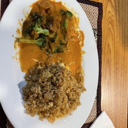 Broccoli and beef with fried rice Broccoli and beef with fried rice