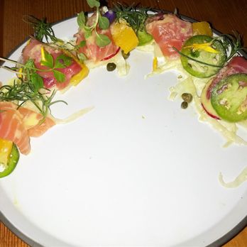 Madison - Beet-cured salmon crudo - Italian Near Me - San Diego, California Madison - Beet-cured salmon crudo - Italian Near Me - San Diego, California