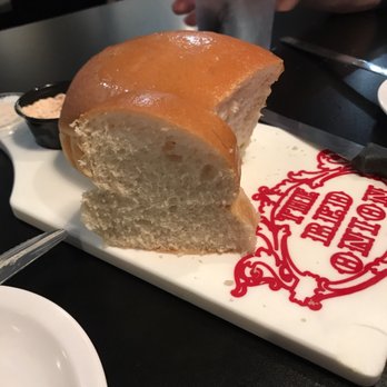 The Red Onion - A nice touch: warm fresh bread ... with strawberry-butter (!?!) ... to whet the appetite. - American Near Me - Equality, Illinois The Red Onion - A nice touch: warm fresh bread ... with strawberry-butter (!?!) ... to whet the appetite. - American Near Me - Equality, Illinois