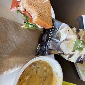 Panera Bread - You pick 2 - Mexican street corn chowder and a Mediterranean veggie sandwich with chips for the side - Sandwiches Near Me - Harrisburg, Pennsylvania