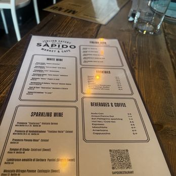 Sapido - Drink Menu - Italian Near Me - Fort Lauderdale, Florida