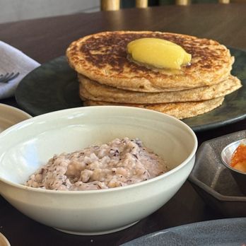 Darling - Red fife pancakes and grits - New American Near Me - West Hollywood, California Darling - Red fife pancakes and grits - New American Near Me - West Hollywood, California