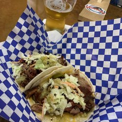 Ol' Skool Que - Pulled pork tacos and a cold beer!