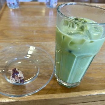 Casa Blanca - Matcha latte with almond milk, energy ball - Coffee & Tea Near Me - Wilmington, North Carolina Casa Blanca - Matcha latte with almond milk, energy ball - Coffee & Tea Near Me - Wilmington, North Carolina