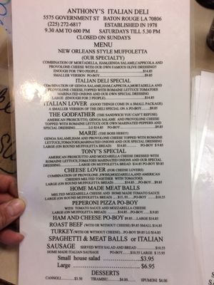 Menu photo 4 Anthony's Italian Deli Baton Rouge, LA Menu photo 4 Anthony's Italian Deli Baton Rouge, LA