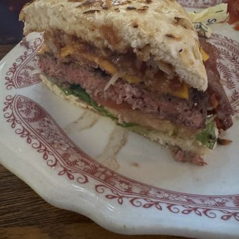 TJ's Roadhouse - Half of a diet Chin burger in homemade roll - American Near Me - Colfax, California