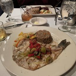 Grilled branzino with lemon, oregano, local Capperino peppers & tomatoes and warm crème brûlée for dessert. Goodness! Grilled branzino with lemon, oregano, local Capperino peppers & tomatoes and warm crème brûlée for dessert. Goodness!