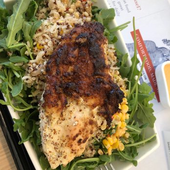 Vessel Kitchen - Protein Salad: Chicken Breast, Arugula, Couscous, Corn Esquites, Rice & Quinoa and Fresno Aioli sauce (ordered 2022 May 31) - New American Near Me - Sandy, Utah Vessel Kitchen - Protein Salad: Chicken Breast, Arugula, Couscous, Corn Esquites, Rice & Quinoa and Fresno Aioli sauce (ordered 2022 May 31) - New American Near Me - Sandy, Utah