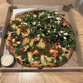Fellini Pizzeria - Half Villager half Spinachoke - Pizza Near Me - Providence, Rhode Island Fellini Pizzeria - Half Villager half Spinachoke - Pizza Near Me - Providence, Rhode Island