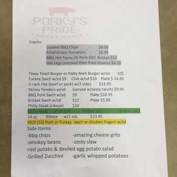 Porky's Pride Smoke House - Short and sweet menu! The owner sits and talks to us. - Food Trucks Near Me - Warrior, Alabama Porky's Pride Smoke House - Short and sweet menu! The owner sits and talks to us. - Food Trucks Near Me - Warrior, Alabama