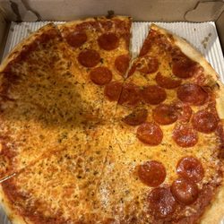 Bella's Great Road - Half cheese half pepperoni pizza