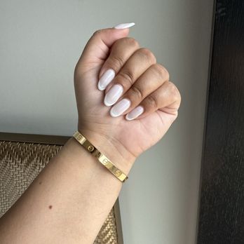 Masha Nails Spa - French with funny bunny base - Nail Technicians Near Me - Santa Clarita, California