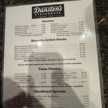 Dunston's Prime Steak House - Menu - Steakhouses Near Me - Dallas, Texas