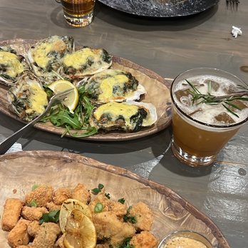 Hook & Barrel - Fish bites, oysters ala Heidi, striped bass special - Seafood Near Me - Myrtle Beach, South Carolina