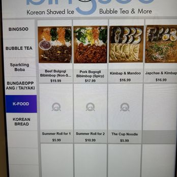 Mr Bingsoo - Menu as of April 2026 - Shaved Ice Near Me - Baltimore, Maryland