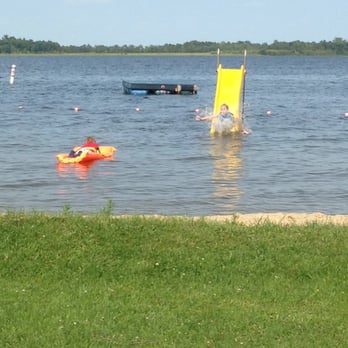 Woodland Resort - The beach, complete with slide and float. - Resorts Near Me - Walker, Minnesota