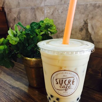 Sucre Cafe - Jasmine Milk Green Tea w/ Boba!!! - Desserts Near Me - Plano, Texas Sucre Cafe - Jasmine Milk Green Tea w/ Boba!!! - Desserts Near Me - Plano, Texas