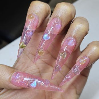 Pinks Nail Spa - Beautiful stilleto XL Acrylic set - Nail Salons Near Me - Los Angeles, California