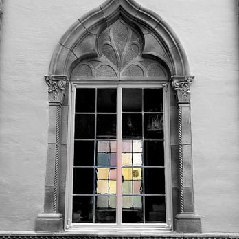 The Ringling - Stained glass window in Ca D'Zan.  You can see the Venetian architecture in the arches. - Art Museums Near Me - Sarasota, Florida