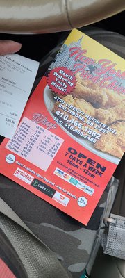 Menu photo 1 New York Fried Chicken Baltimore, MD