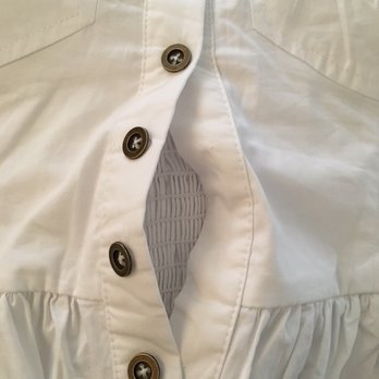 Sook Hi's Alteration - How  dress arrived (fr Chicwish). Website said it buttons, however dress was roughly sewn w buttons barely holding front of dress together - Sewing & Alterations Near Me - Honolulu, Hawaii