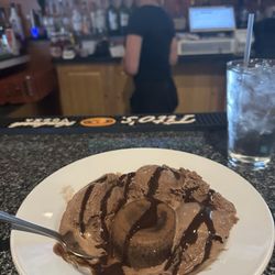 Little Vinnie's Pizza & Pasta - Chocolate lava cake with chocolate ice cream and chocolate drizzle.