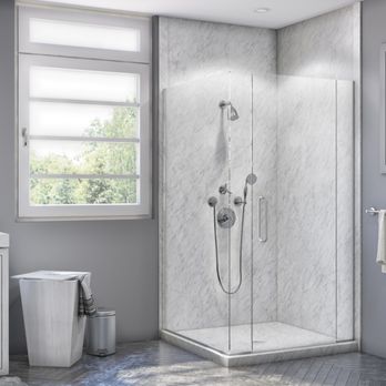 Rapid Bath Remodel - a modern bathroom with a walk in shower - General Contractors Near Me Rapid Bath Remodel - a modern bathroom with a walk in shower - General Contractors Near Me