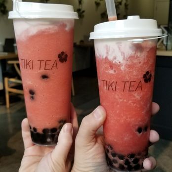 Tiki Tea - Strawberry Jasmine Fruit Tea w/ Boba and Cream. - Coffee & Tea Near Me - Portland, Oregon Tiki Tea - Strawberry Jasmine Fruit Tea w/ Boba and Cream. - Coffee & Tea Near Me - Portland, Oregon