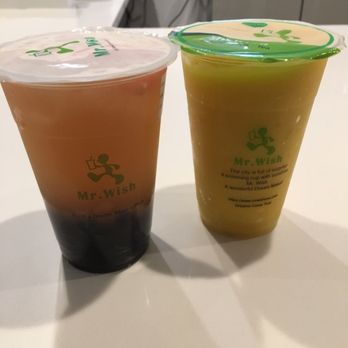 Mr. Wish - Edison - Left: Grapefruit Green Tea Right: Mango Smoothie - Bubble Tea Near Me - Edison, New Jersey Mr. Wish - Edison - Left: Grapefruit Green Tea Right: Mango Smoothie - Bubble Tea Near Me - Edison, New Jersey