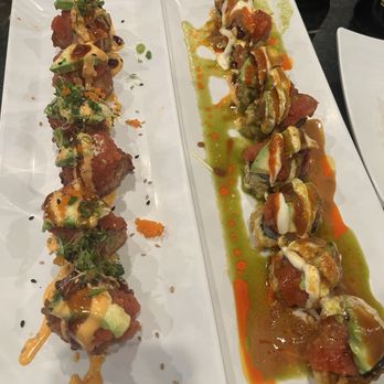 Razo Sushi Bar - Right: Lakers Roll Left: Crispy Rice Roll - Sushi Bars Near Me - Northridge, California Razo Sushi Bar - Right: Lakers Roll Left: Crispy Rice Roll - Sushi Bars Near Me - Northridge, California