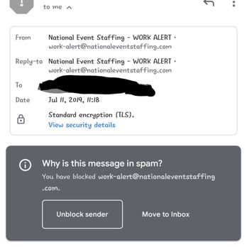 National Event Staffing - More unsolicited spam from these scammers, dated July 11, 2019. Although "Janice" *swears* I'm not on their email list. - Employment Agencies Near Me - Los Angeles, California National Event Staffing - More unsolicited spam from these scammers, dated July 11, 2019. Although "Janice" *swears* I'm not on their email list. - Employment Agencies Near Me - Los Angeles, California